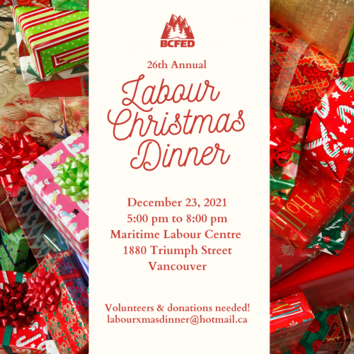 26th Annual Labour Christmas Dinner - Vancouver