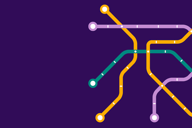 Stylized illustration of a transit system map